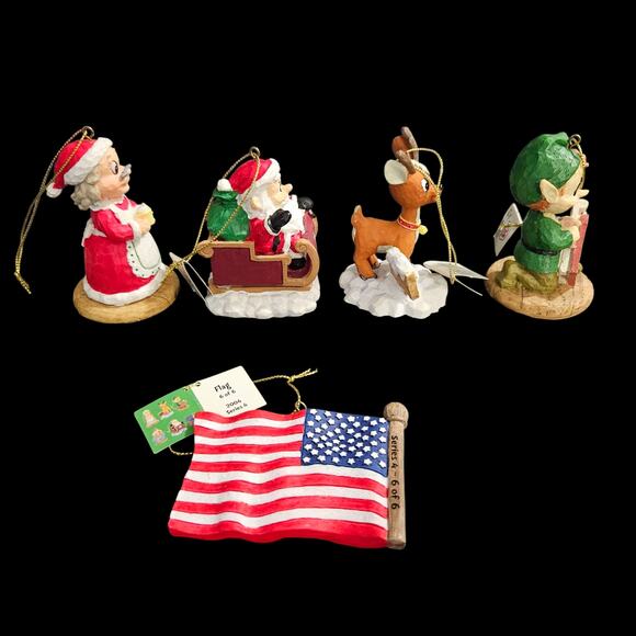 Marathon 2004 Holiday Collector’s Series Set of 5 Ornaments Santa Reindeer Flag - Picture 4 of 6
